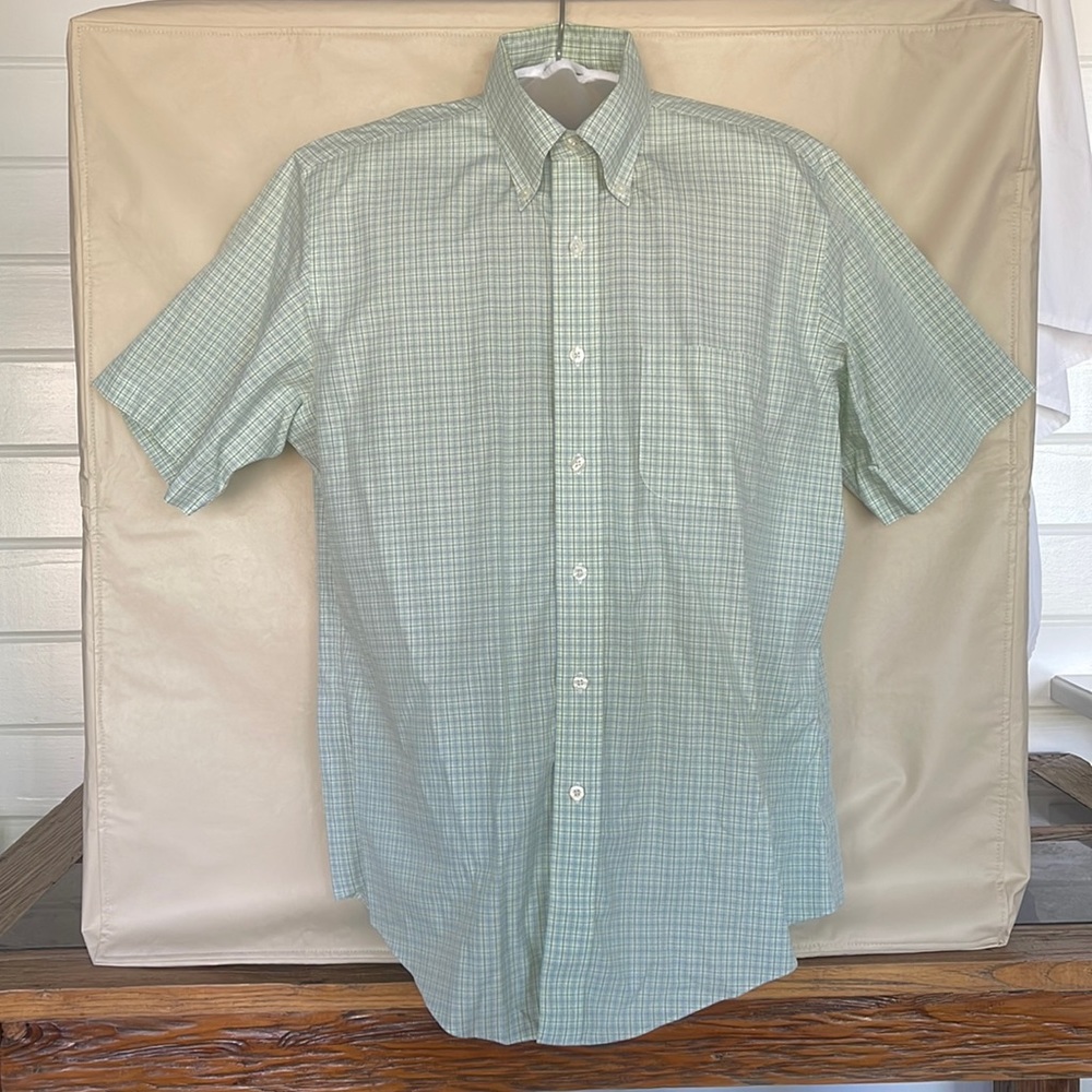 Brooks Brothers Men’s Greens&Blues Slim Fit Button Down Short Sleeve Shirt Sz L